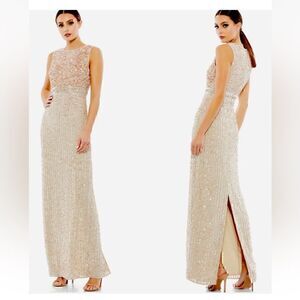 NWT Mac Duggal SEQUINED HIGH NECK SLEEVELESS COLUMN GOWN 93603 Size 2